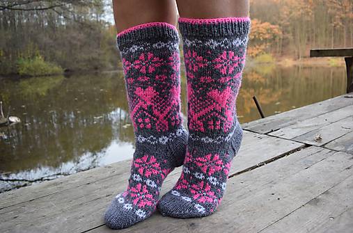  - šedé ponožky s nórskym vzorom (v.39-41) - 10060617_
