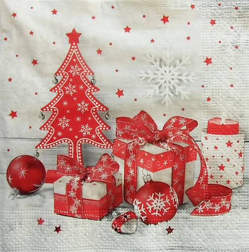 S1337 - Servítky - Vianoce, sneh, stromček, darček, zima