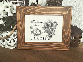 Dekorácie - Starý rám s obrázkom “ Jardins “ - 10062437_