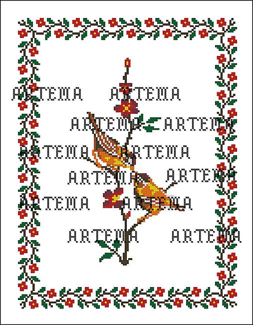 Návody a literatúra - S030 Vtáčiky "Leto" - predloha na vyšívanie - 10062280_