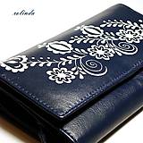 Peňaženky - Kožená peňaženka - modrotlač - 10066603_