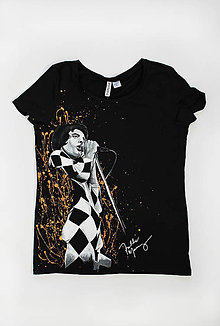 Topy, tričká, tielka - Ručne maľované tričko Freddie Mercury čierne - 10068972_