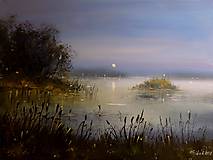 Obrazy - NEPRODEJNÉ !!!  Noční hladina rybníka - orig. akryl - 10069698_