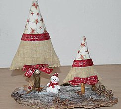 Dekorácie - Vianočné dekorácie na kôre (Červená) - 10069959_