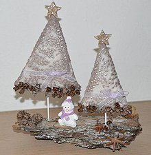 Dekorácie - Vianočné dekorácie na kôre (Fialová) - 10069973_