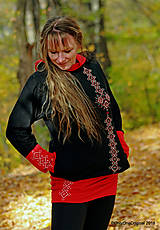 Mikiny - Dámska mikina s kapucou, vreckami, maľovaná, folk OD SRDCA K SRDCU - 10072119_