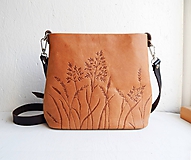 Kabelky - MILA "Grass" kožená kabelka s vypaľovaným obrázkom - 10075231_