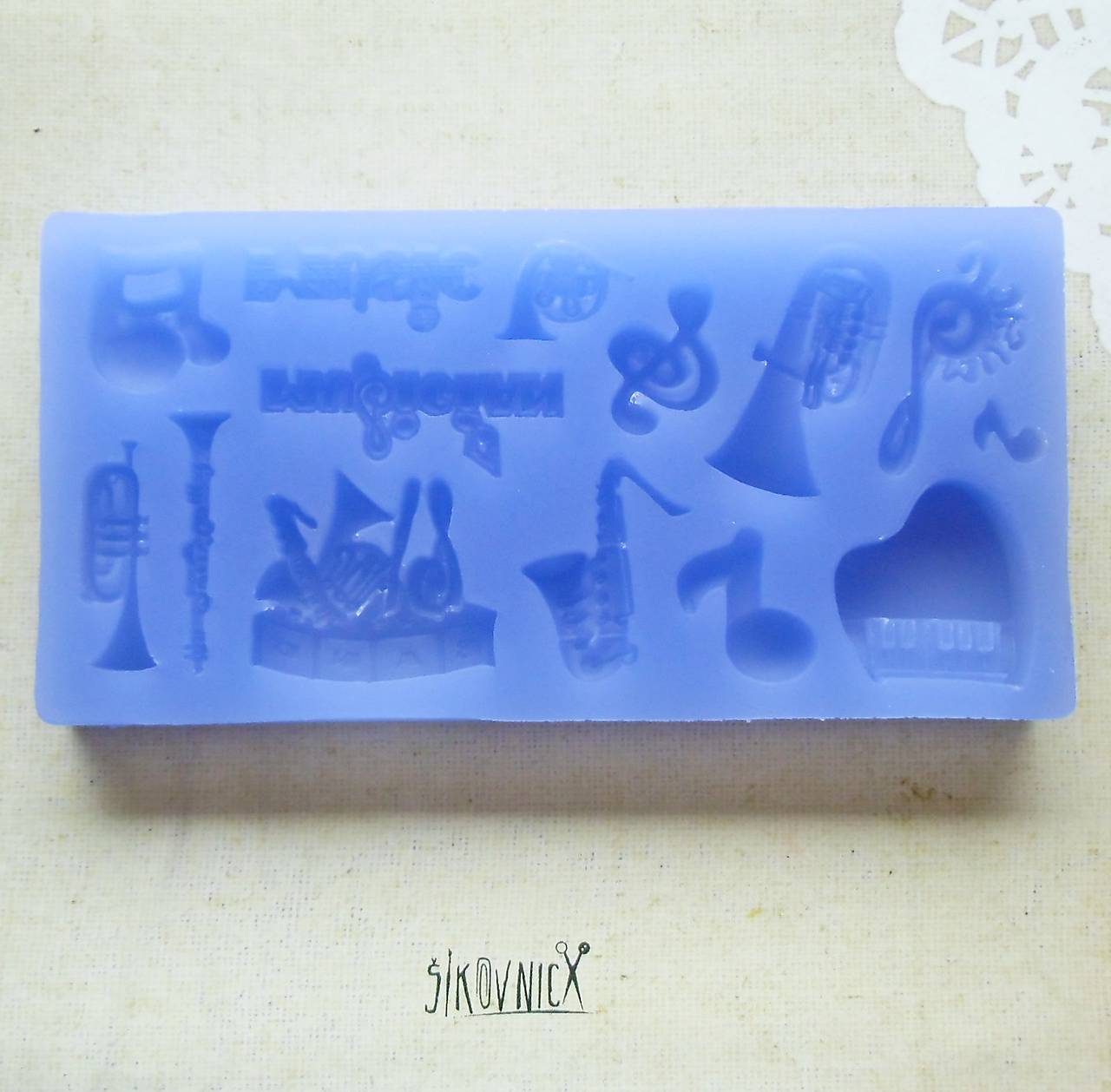 Silikónová  forma, husľový kľúč, nota, hudba, 11,3x5,7 cm