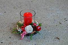 Svietidlá - *Vianočný tradičný drevený svietnik so sviečkou s muchotrávkou - 10076421_
