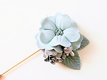Brošne - Šalviová zelená kvetinová brošňa pin - 10081039_