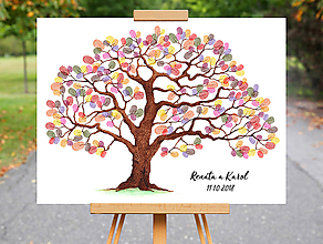 Grafika - Maľovaný strom na odtlačky prstov - grafika - 10083459_