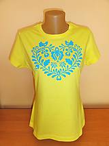 Topy, tričká, tielka - Ručne maľované tričko srdiečko (po dohode - Žltá) - 10082491_