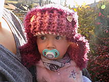 Detské čiapky - čiapka detská hačkovaná bielo -ružová ...strapatá - 10085159_