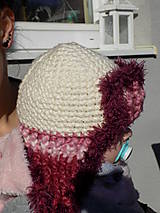 Detské čiapky - čiapka detská hačkovaná bielo -ružová ...strapatá - 10085168_
