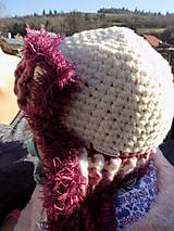 Detské čiapky - čiapka detská hačkovaná bielo -ružová ...strapatá - 10085170_