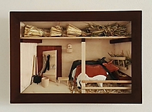 Obrazy - Drevený obraz 3D  "Maštaľka s kravičkami" - 10086215_