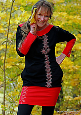 Šaty - Dámske šaty mini, šité, maľované, folk  EJ JAVOR, JAVOR - 10086000_