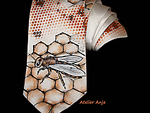 Pánske doplnky - Hodvábna kravata pre včelára - 10087616_