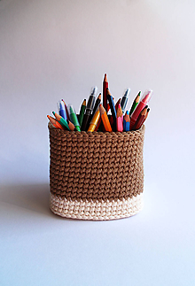 Úložné priestory & Organizácia - Košík na ceruzky - Béžový | Hnedý | svetlý | veľký | Štvorec - 10093419_