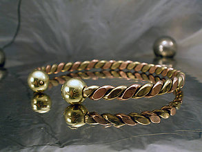 Pánske šperky - Viking - zlato-medený náramok s guličkami - 10090010_