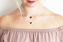 Náhrdelníky - Strieborný náhrdelník s achátom - Srdcuo (Červená) - 10091524_