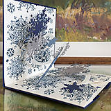 Papiernictvo - Popup vianočná pohľadnica, vločky  (Modrá) - 10090207_