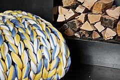 Úžitkový textil - Chunky deka melír modrožltý - 100% ovčia vlna - 10092853_