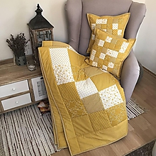 Úžitkový textil - Prehoz, vankúš patchwork vzor moderná žltá kombinácia ( rôzne varianty veľkostí ) (Prehoz 140x 200 cm  - Žltá) - 10095433_