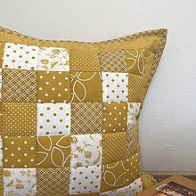 Úžitkový textil - Prehoz, vankúš patchwork vzor moderná žltá kombinácia ( rôzne varianty veľkostí ) (Prehoz 220 x 220 cm  - Žltá) - 10095475_