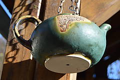 Nádoby - Keramický kvetináč zelený, medienkový, čajník, závesný :o)) II. - 10095244_
