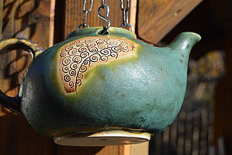 Nádoby - Keramický kvetináč zelený, medienkový, čajník, závesný :o)) II. - 10095237_