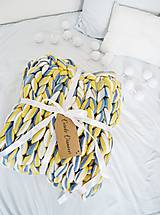 Úžitkový textil - Chunky deka melír modrožltý - 100% ovčia vlna - 10094621_