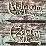 Dekorácie - Svadobné výrezy Vydávam sa / Žením sa 1 - 10095010_