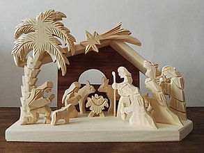 Dekorácie - Betlehem drevený s palmou veľký - 10099116_