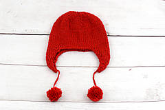 Detské čiapky - Červená ušianka zimná EXTRA FINE - 10102663_
