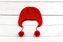 Detské čiapky - Červená ušianka zimná EXTRA FINE - 10102665_