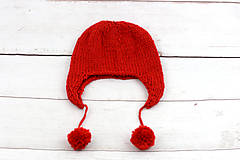 Detské čiapky - Červená ušianka zimná EXTRA FINE - 10102671_