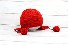 Detské čiapky - Červená ušianka zimná EXTRA FINE - 10102775_