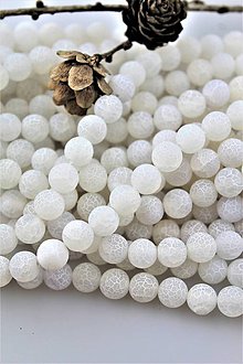Minerály - achát biely korálky 10mm (matný) - 10105700_