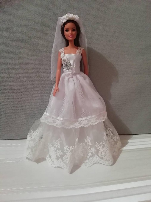  - svadobné šaty pre bábiku Barbie so závojom - 10113650_