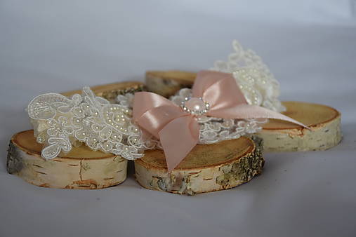 Spodná bielizeň - Svadobný podväzok "Pink Gold" - 10112213_