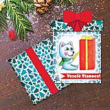 Papiernictvo - Vianočná pohľadnica/darček - ľadový medvedík a balíček (stromčekový) - 10111974_