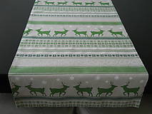 Úžitkový textil - Vianočná štóla zelená na režnom podklade - 10116115_