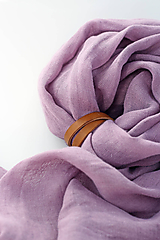 Šatky - Elegantná hrejivá fialová šatka zo 100% ľanu - 10114843_