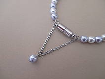 Náramky - Bielo-strieborný perlový náramok - chirurgická oceľ - 10115233_