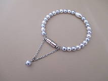 Náramky - Bielo-strieborný perlový náramok - chirurgická oceľ - 10115236_