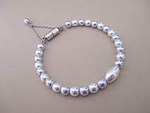 Náramky - Bielo-strieborný perlový náramok - chirurgická oceľ - 10115238_