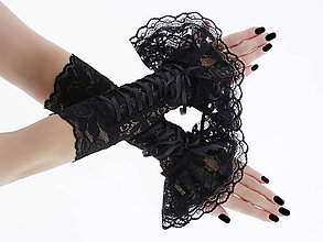 Rukavice - Gothic rukavice čierné spoločenské čipkové rukavice 06AW - 10128008_
