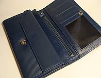 Peňaženky - Kožená peňaženka - modrotlač (Květy) - 10125681_