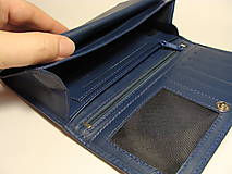 Peňaženky - Kožená peňaženka - modrotlač (Květy) - 10125682_